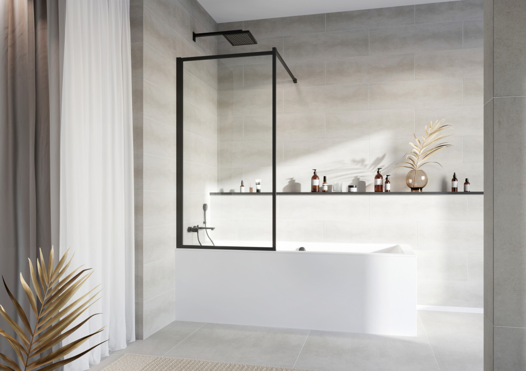 Black Framed Screen Brace Bar To Wall