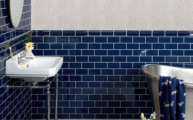 Elevate Your Bathroom with Deep Blue Elegance