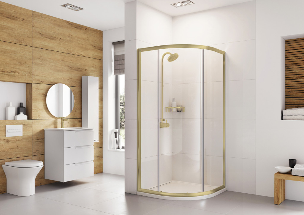Haven6 One Door Quadrant In Brushed Brass