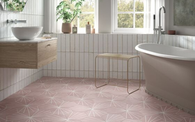 Stylish Bathroom with Geometric Tiles