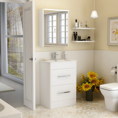 Suburb 600 Floor Standing 2 Drawer Cabinet White Front