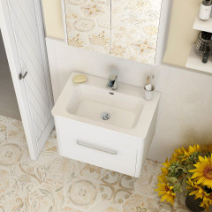 Suburb 600 Wall Mounted Single Drawer Cabinet White 45