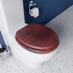 WL515202 Solid Wood Toilet Seat Mahogany   Brass